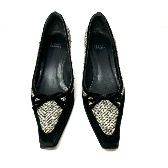 STUART WEITZMAN black suede and tweed heels, size 9 - Picture 4 of 10